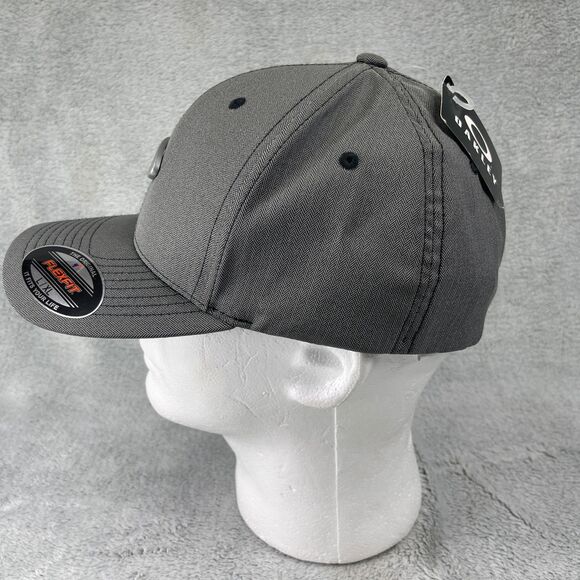 Oakley Hat Men's Flexfit L/XL Metal Gas Can Logo Flex Fit Cap Grey - Picture 5 of 11